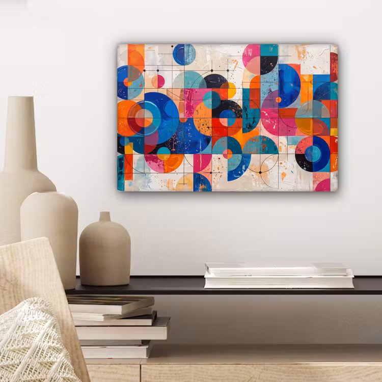 Kunst - Geometrisch - Abstract - Kleurrijk canvas 2cm klein -sfeer6