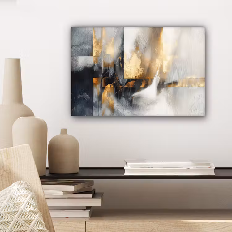 Kunst - Goud - Zilver - Abstract canvas 2cm klein -sfeer6