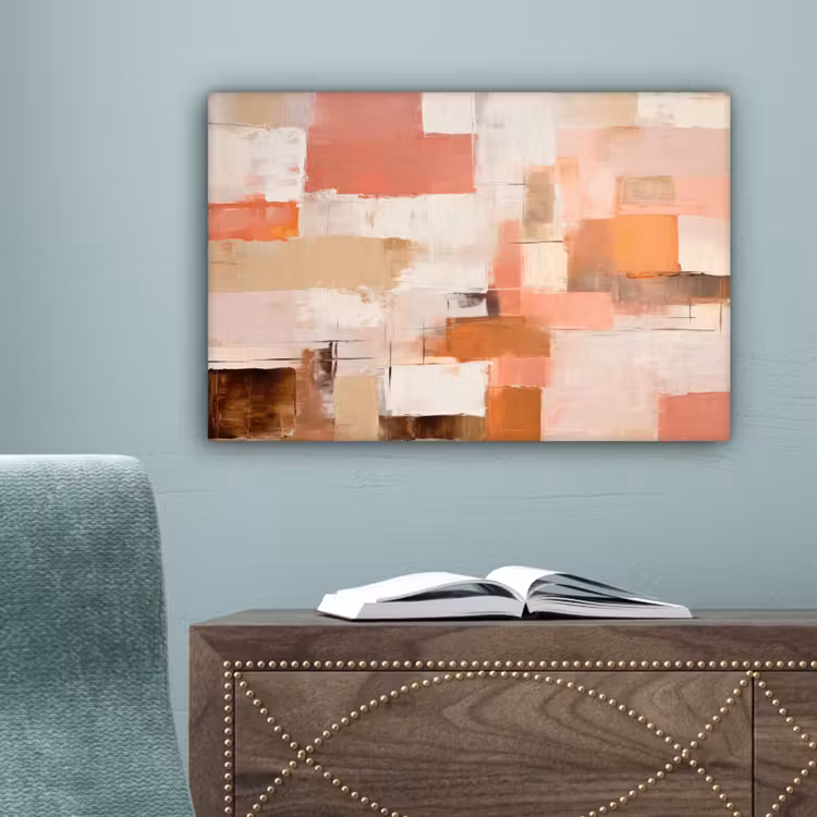 Kunst - Roze - Abstract canvas 2cm klein -sfeer4