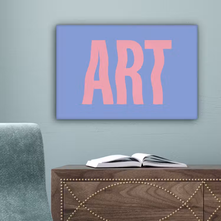 Art - Roze - Blauw canvas 2cm klein -sfeer4