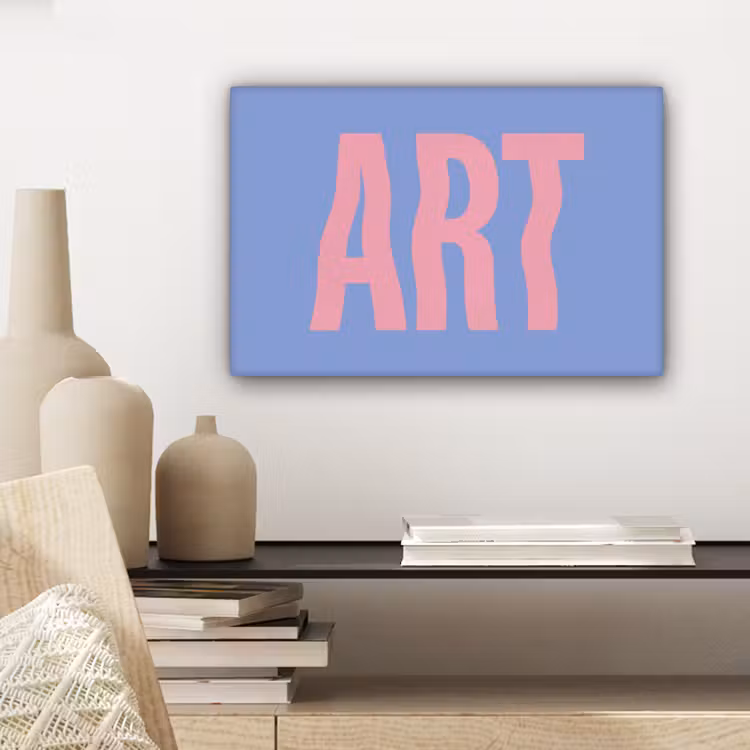 Art - Roze - Blauw canvas 2cm klein -sfeer6