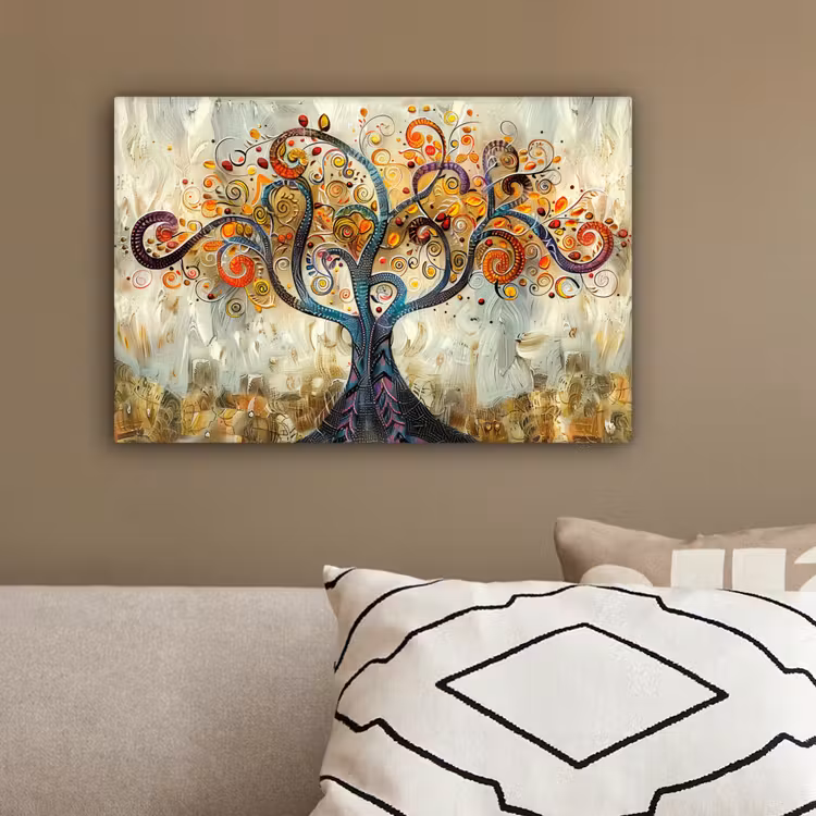 Kunst - Levensboom - Botanisch - Abstract canvas 2cm klein -sfeer3