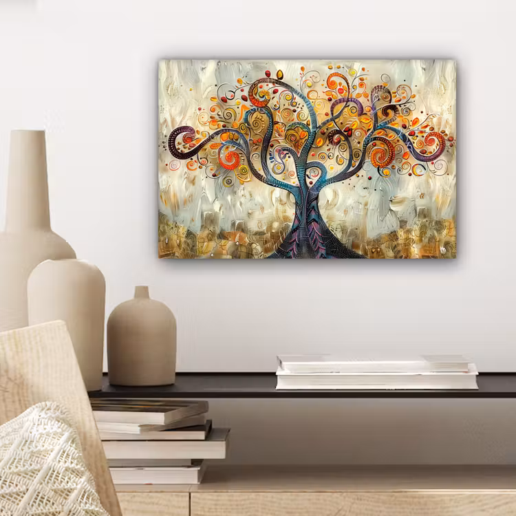 Kunst - Levensboom - Botanisch - Abstract canvas 2cm klein -sfeer6