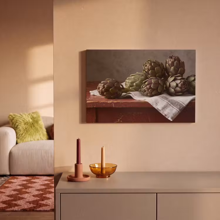 Canvas Print - Artichoke - Food - Rustic - Artisjok - Eten - Rustiek canvas 2cm klein