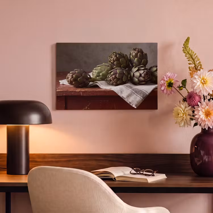 Canvas Print - Artichoke - Food - Rustic - Artisjok - Eten - Rustiek canvas 2cm klein