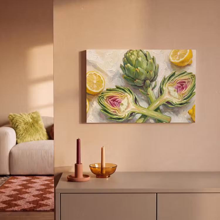 Canvas Print - Artichoke - Lemon - Food - Artisjok - Citroen - Eten canvas 2cm klein