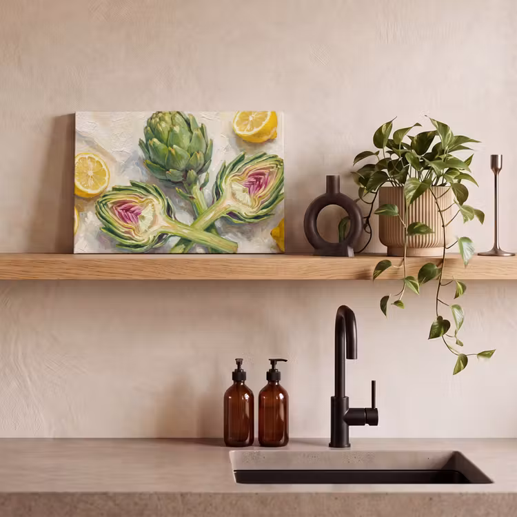 Canvas Print - Artichoke - Lemon - Food - Artisjok - Citroen - Eten canvas 2cm klein