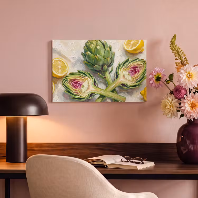 Canvas Print - Artichoke - Lemon - Food - Artisjok - Citroen - Eten canvas 2cm klein