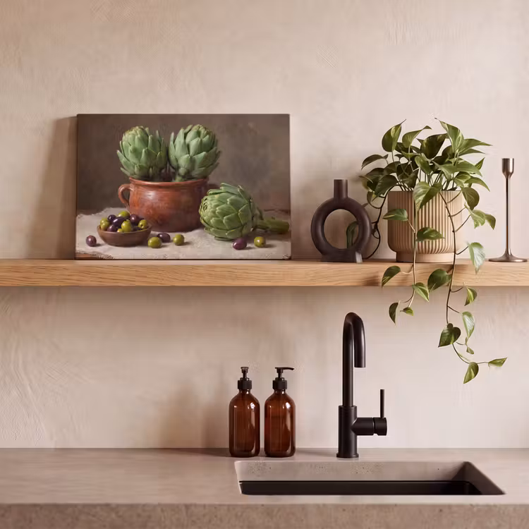 Canvas Print - Artichokes - Olives - Food - Artisjokken - Olijven - Eten canvas 2cm klein
