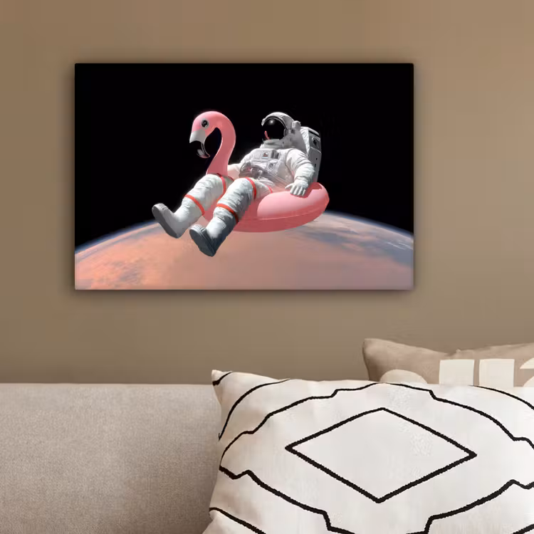 Astronaut - Flamingo - Zwemband - Roze canvas 2cm klein -sfeer3