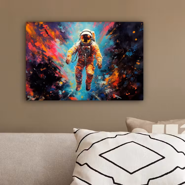 Astronaut - Graffiti - Ruimte - Neon canvas 2cm klein -sfeer3