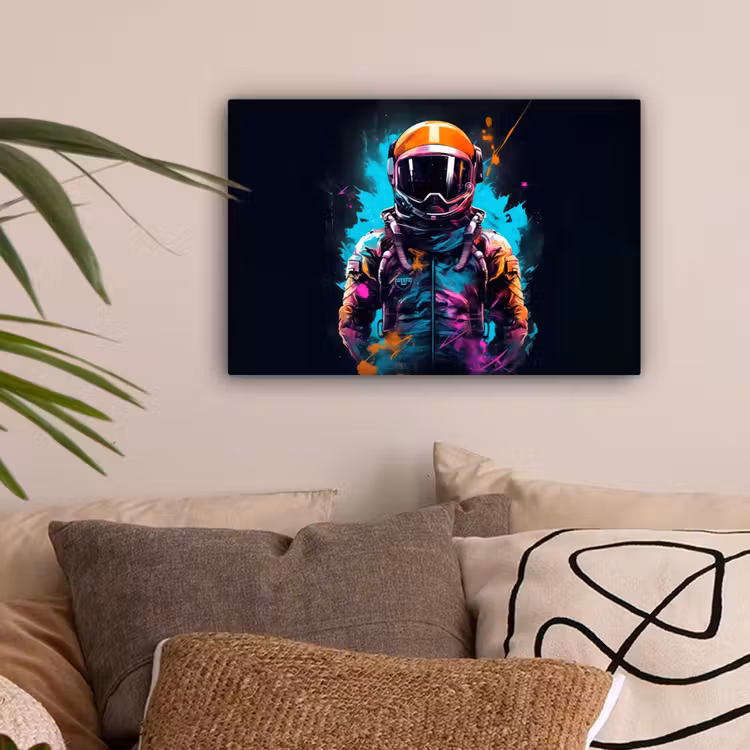 Astronaut - Neon - Gaming - Ruimte canvas 2cm klein -sfeer1