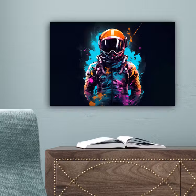 Astronaut - Neon - Gaming - Ruimte canvas 2cm klein -sfeer4