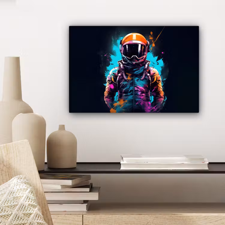 Astronaut - Neon - Gaming - Ruimte canvas 2cm klein -sfeer6