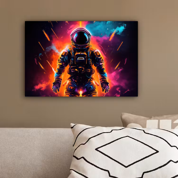 Astronaut - Neon - Gaming - Ruimte canvas 2cm klein -sfeer3