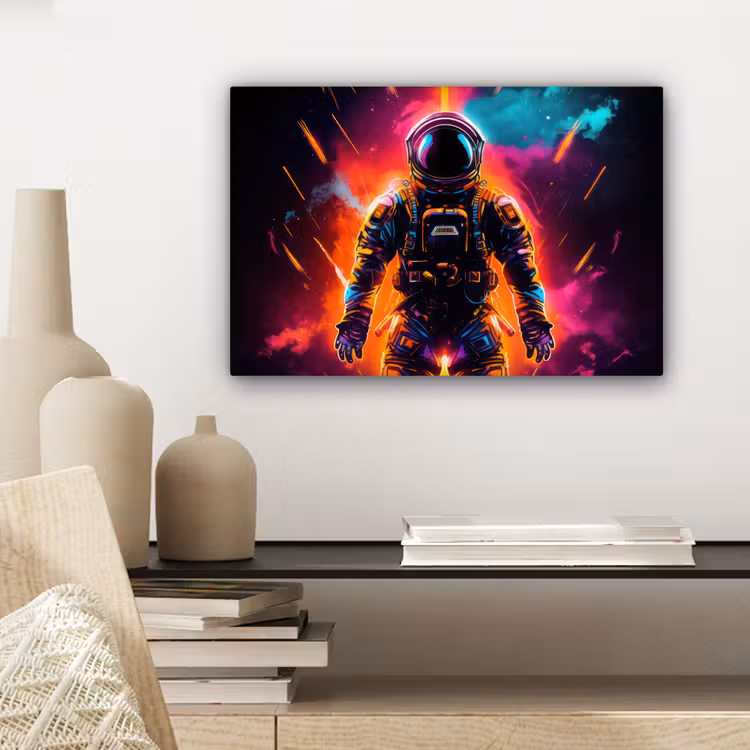Astronaut - Neon - Gaming - Ruimte canvas 2cm klein -sfeer6