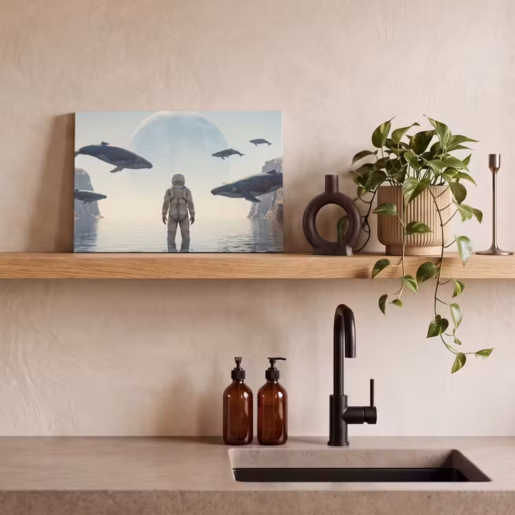 Canvas Print - Astronaut - Whale - Fantasy - Ruimtevaarder - Walvis - Fantasie canvas 2cm klein
