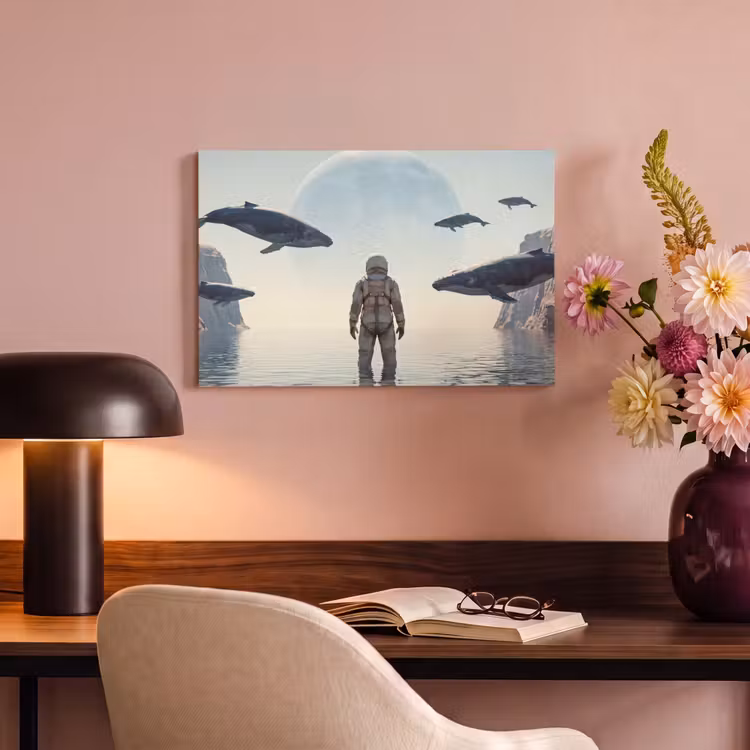 Canvas Print - Astronaut - Whale - Fantasy - Ruimtevaarder - Walvis - Fantasie canvas 2cm klein