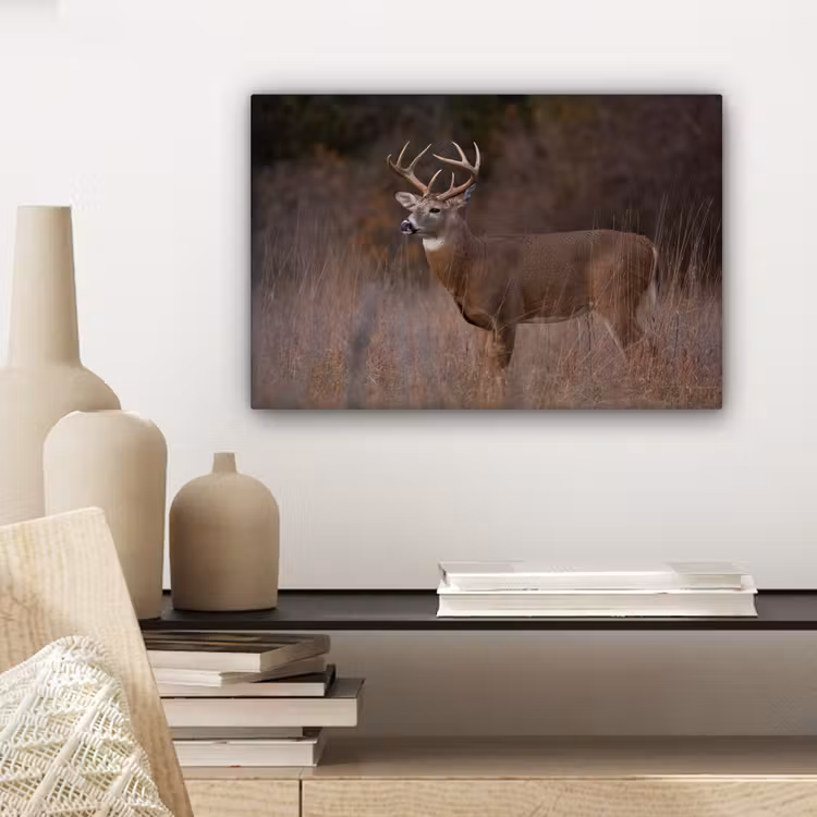 Herfst - Hert - Gras - Natuur - Dieren canvas 2cm klein -sfeer6