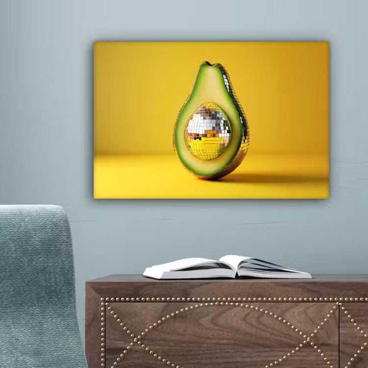 Avocado - Discobal - Geel - Glitter canvas 2cm klein -sfeer4