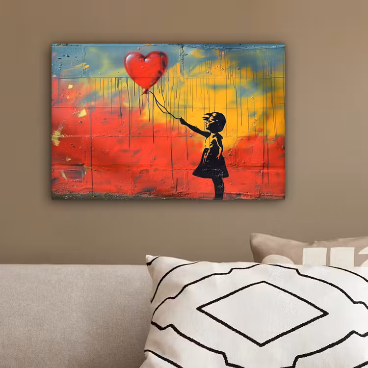 Banksy - Kunst - Graffiti - Meisje - Street art canvas 2cm klein -sfeer3