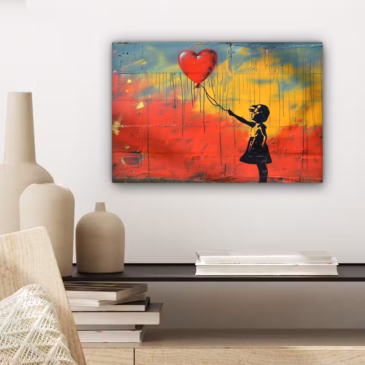 Banksy - Kunst - Graffiti - Meisje - Street art canvas 2cm klein -sfeer6