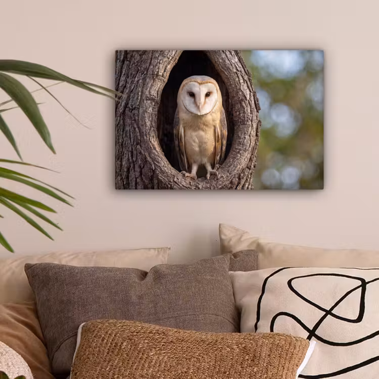 Kerkuil - Boom - Natuur - Bruin canvas 2cm klein -sfeer1