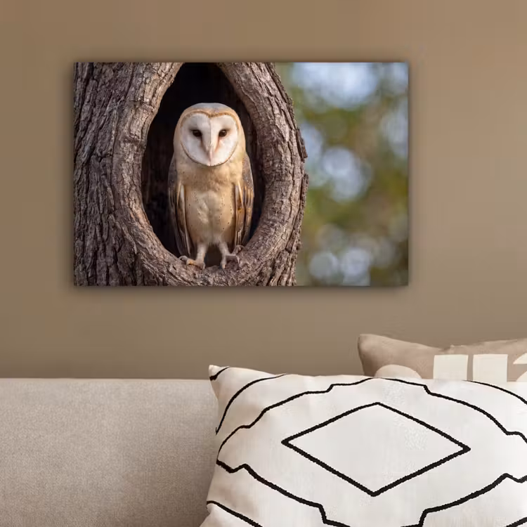 Kerkuil - Boom - Natuur - Bruin canvas 2cm klein -sfeer3