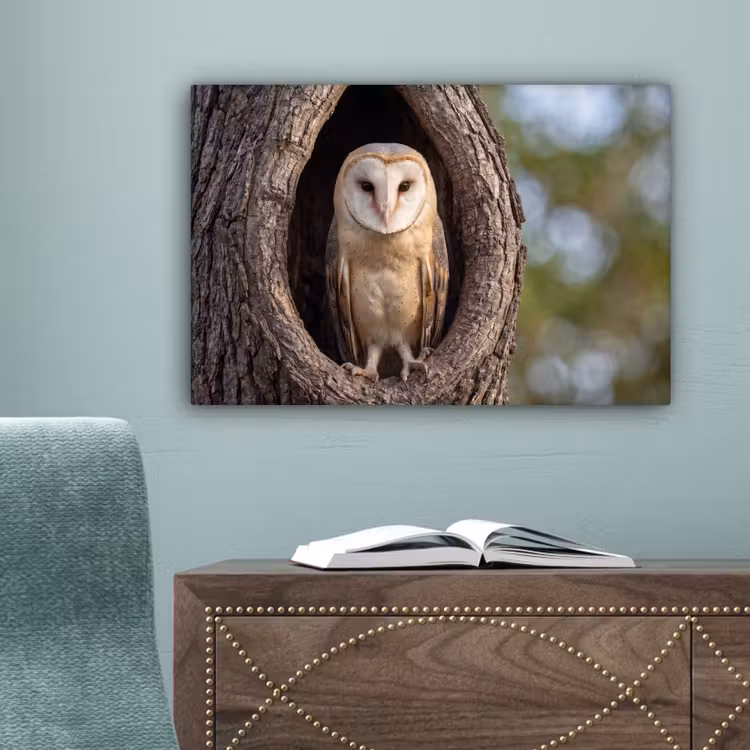 Kerkuil - Boom - Natuur - Bruin canvas 2cm klein -sfeer4