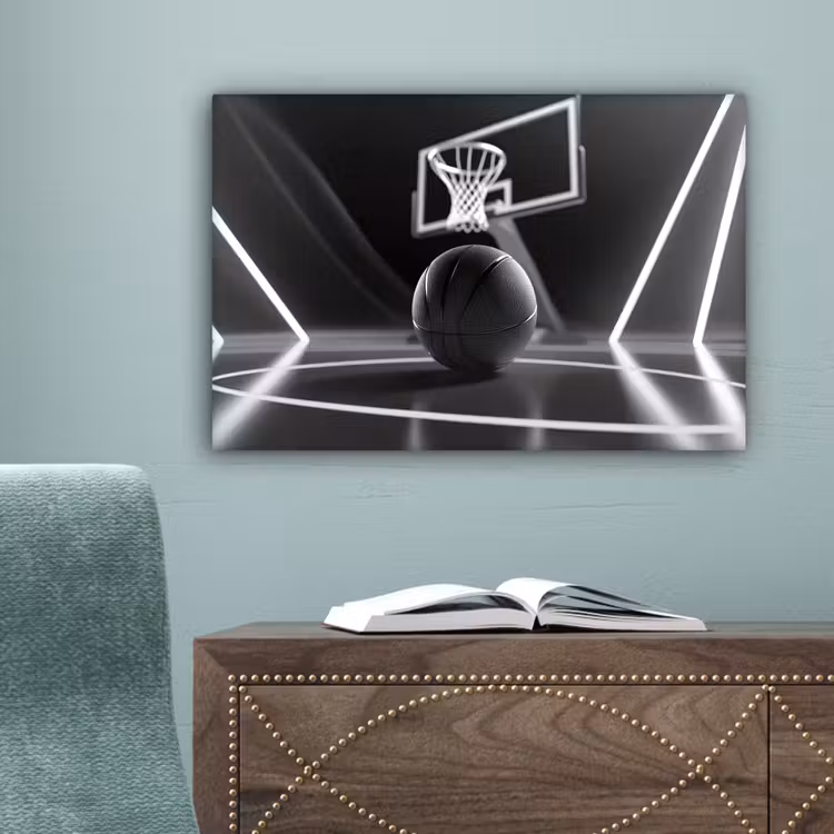 Basketbal - Basketbalveld - Lichtlijnen canvas 2cm klein -sfeer4