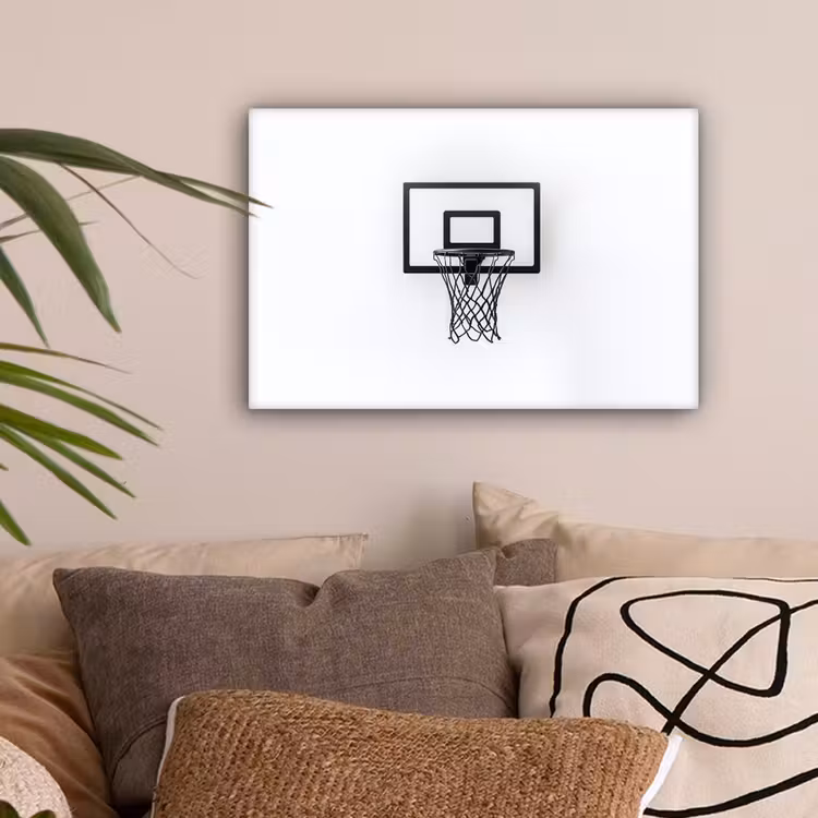 Basketbalbord - Minimalistisch - Zwart canvas 2cm klein -sfeer1