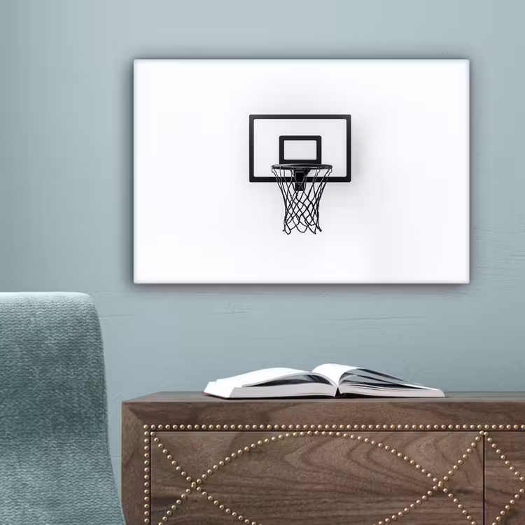 Basketbalbord - Minimalistisch - Zwart canvas 2cm klein -sfeer4