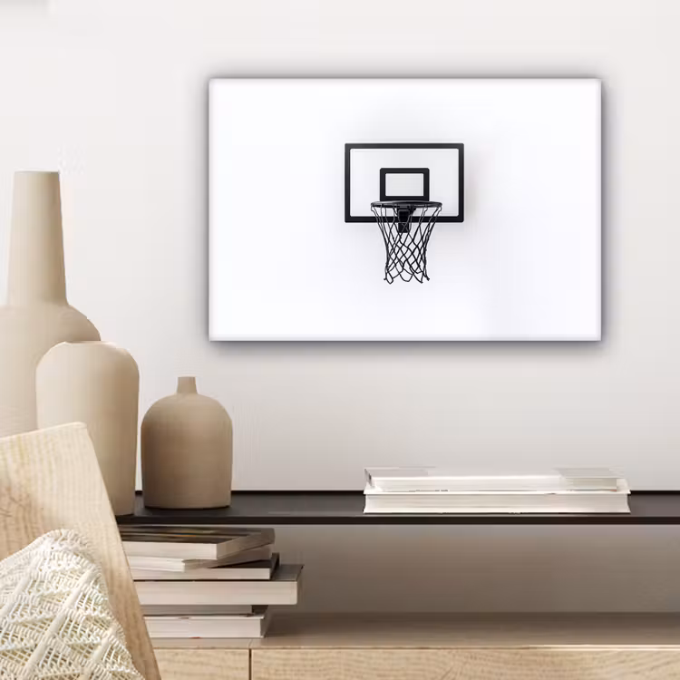 Basketbalbord - Minimalistisch - Zwart canvas 2cm klein -sfeer6