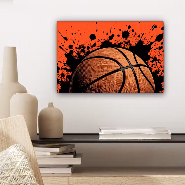 Basketbal - Verf - Sport - Oranje canvas 2cm klein -sfeer6