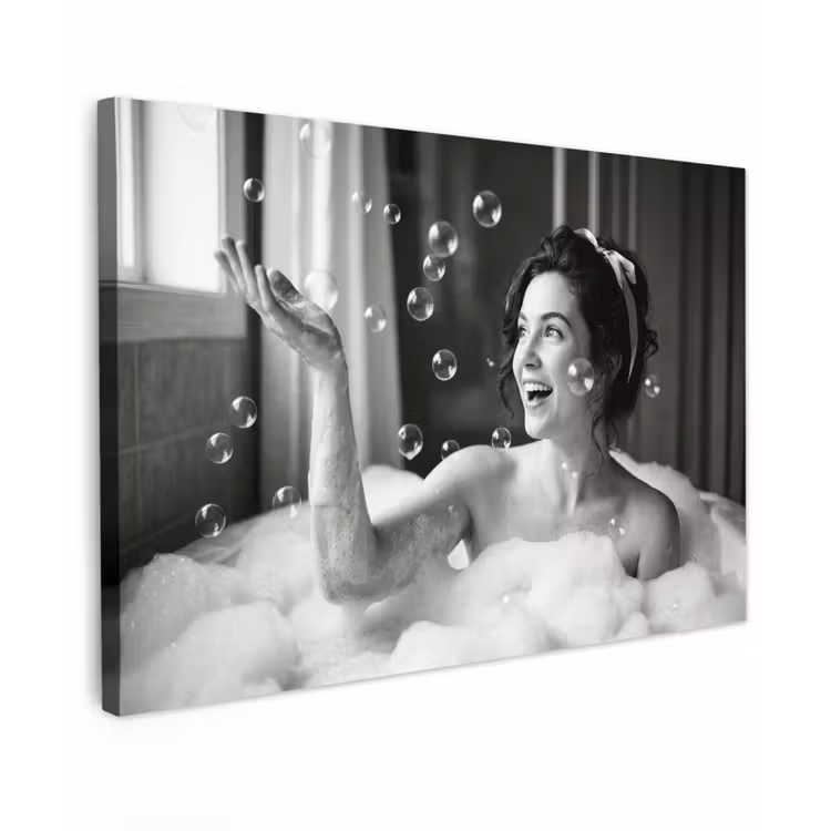 Bad - Bubbels - Zwart - Wit canvas 2cm klein -z3d