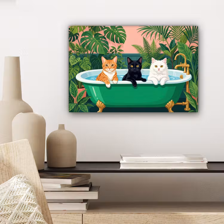Badkamer - Kattenparade - Kleurrijk canvas 2cm klein -sfeer6
