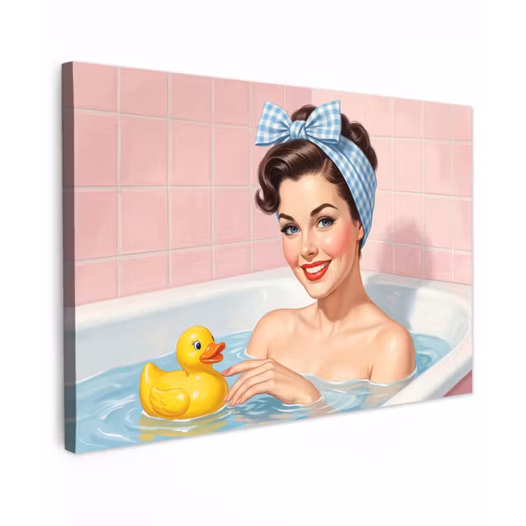 Badkamer - Eend - Blauw canvas 2cm klein -z3d