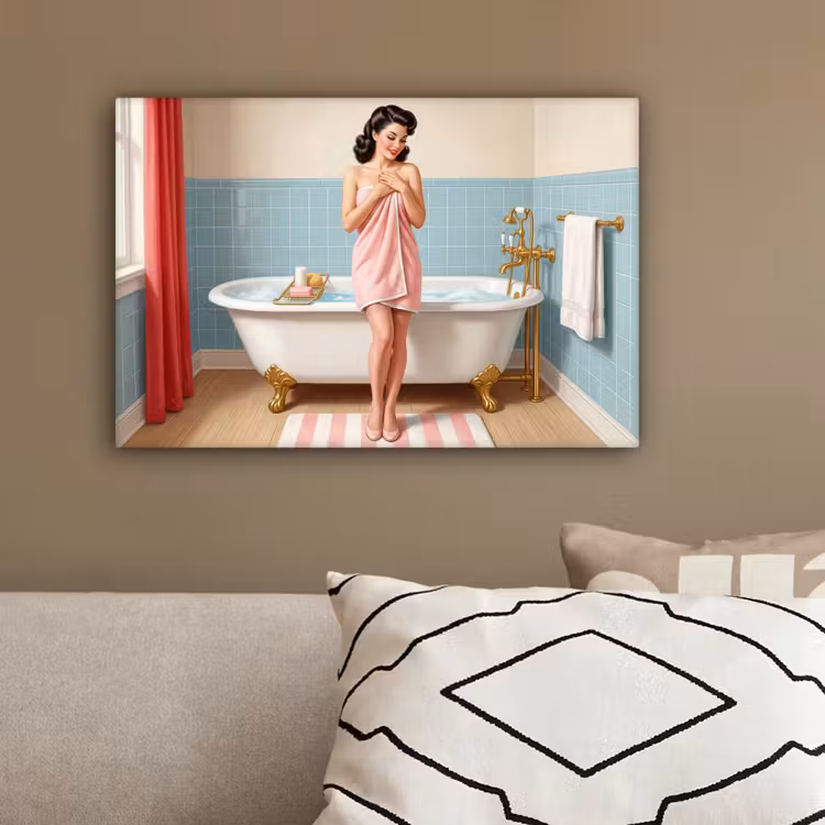 Badkamer - Vrouw - Roze canvas 2cm klein -sfeer3