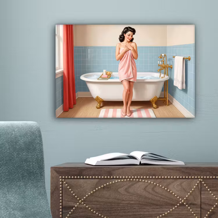 Badkamer - Vrouw - Roze canvas 2cm klein -sfeer4