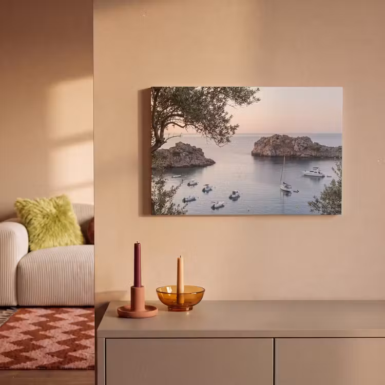 Canvas Print - Bay - boats - sunset - Baai - boten - zonsondergang canvas 2cm klein