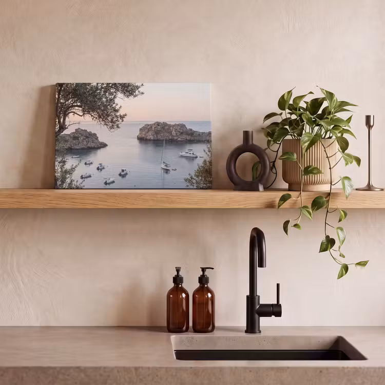 Canvas Print - Bay - boats - sunset - Baai - boten - zonsondergang canvas 2cm klein