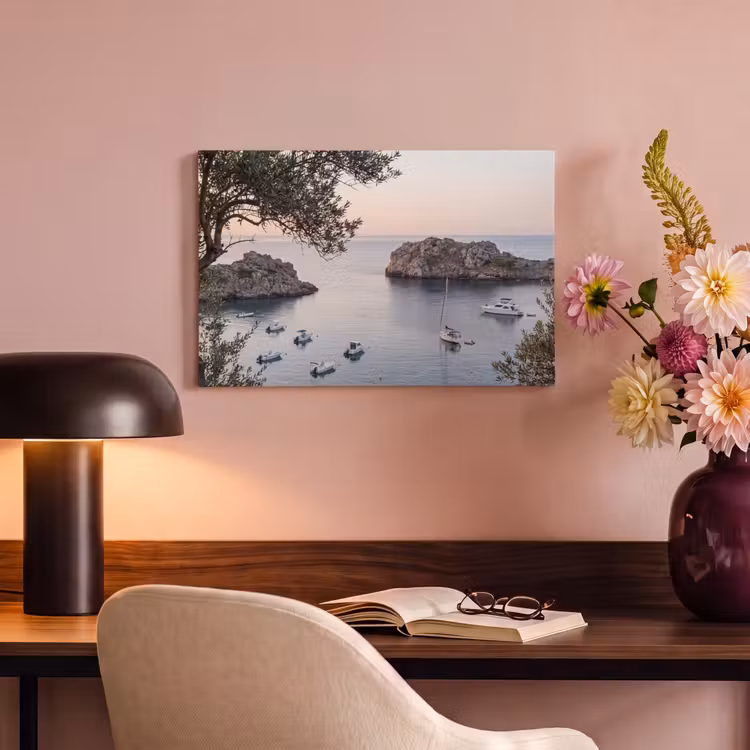 Canvas Print - Bay - boats - sunset - Baai - boten - zonsondergang canvas 2cm klein