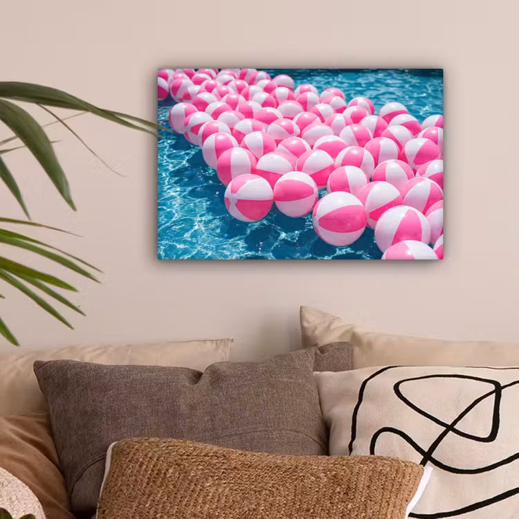 Strandballen - Roze - Water canvas 2cm klein -sfeer1