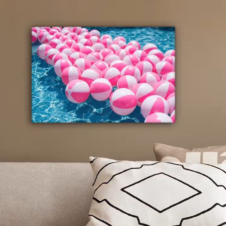 Strandballen - Roze - Water canvas 2cm klein -sfeer3