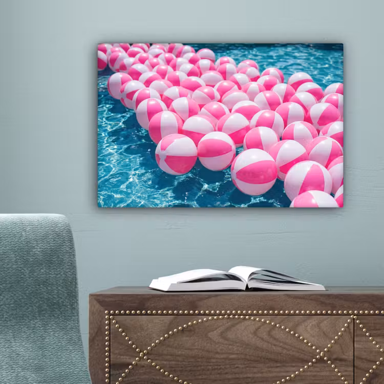 Strandballen - Roze - Water canvas 2cm klein -sfeer4