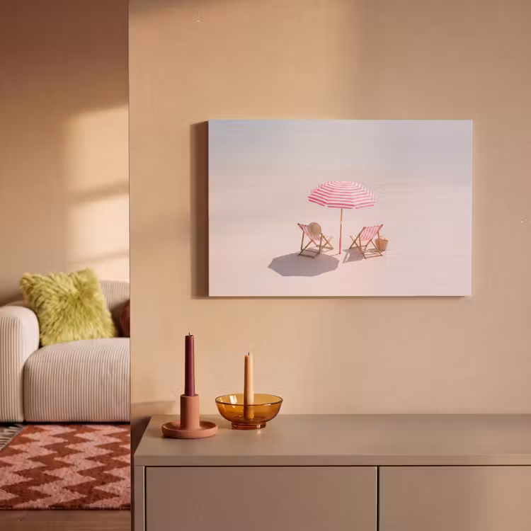 Strand - Parasol - Ligstoel - Zomer - Roze canvas 2cm klein -sfeer1