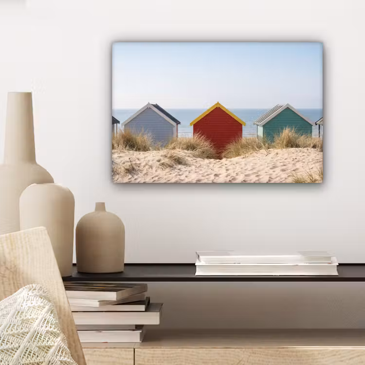 Strand - Huisjes - Kleurrijk - Duinen canvas 2cm klein -sfeer6