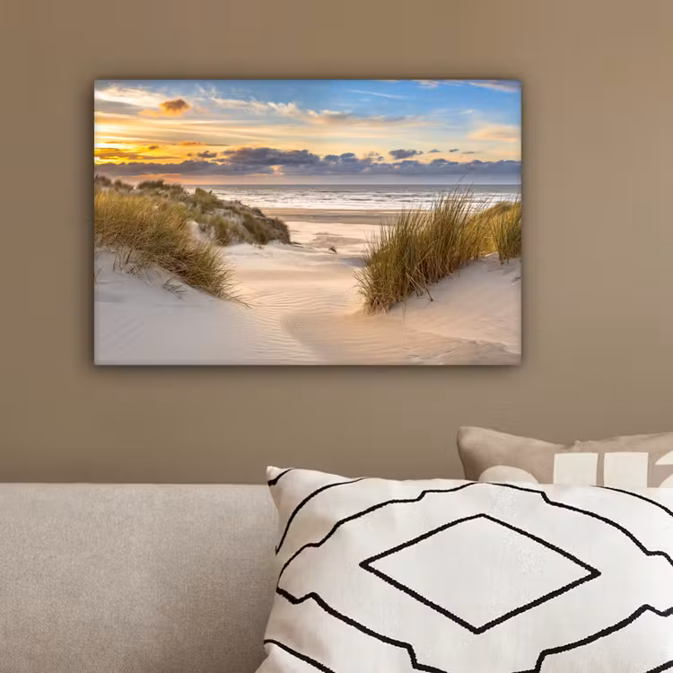 Strand - Duin - Gras - Zonsondergang - Zee canvas 2cm klein -sfeer3