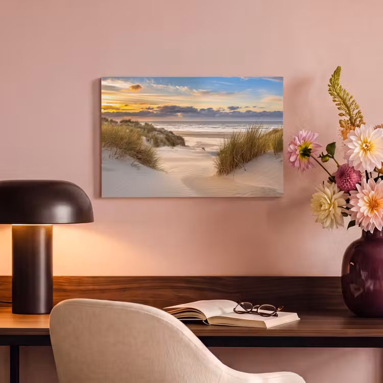 Strand - Duin - Gras - Zonsondergang - Zee canvas 2cm klein -sfeer4