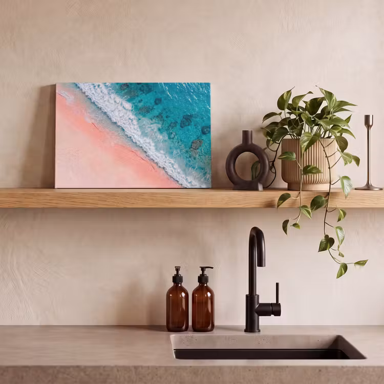 Strand - Oceaan - Golven - Roze Zand - Natuur canvas 2cm klein -sfeer3